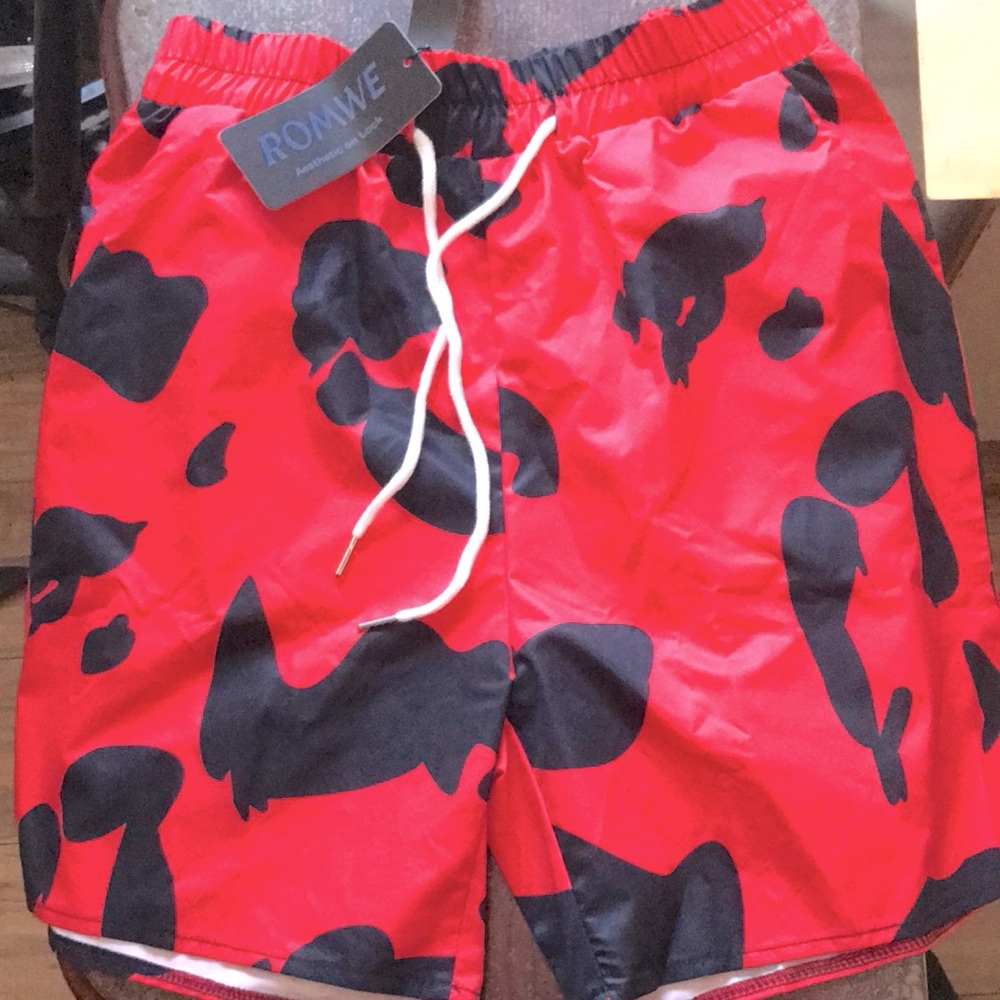 Red and Black ROMWE shorts